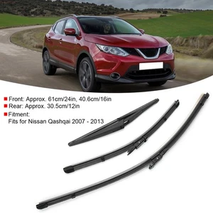 ˘Front 24in 16in Rear 12in Windshield Wiper Blades For Qashqai 2007 - 2013 Right - Picture 1 of 9