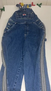 Revolt Women Comfy Denim Forever Classic Overalls Bibs Jeans Carpenter Stripes - Picture 1 of 22