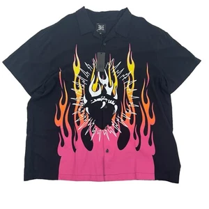 Camisa Ed Hardy Para Hombre Talla XXL Tatuaje Grunge Punk Botón Frente Llama Nueva con Etiquetas - Imagen 1 de 8