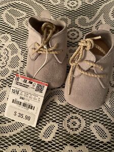 New Zara Baby Boys Tan  Lace Shoes Size 15-16 Us-0-0 1/2 Please See Tags