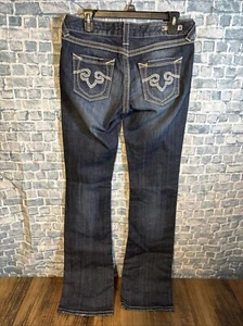 ReRock For Express blaue Damenjeans Größe 6L kaum Stiefel niedriger Bund 31 x 35 dunkel - Bild 1 von 12