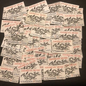Postage Stamps For Crafting: 1964 5c American Music/Instruments; Gray; 50 Pieces - Picture 1 of 1