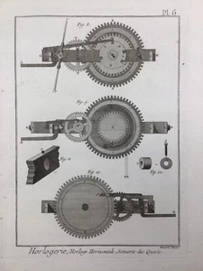 Watchmaking 1765 Watchmaker Chime Clock Rare Engraving Encyclopedia Diderot - Picture 1 of 2