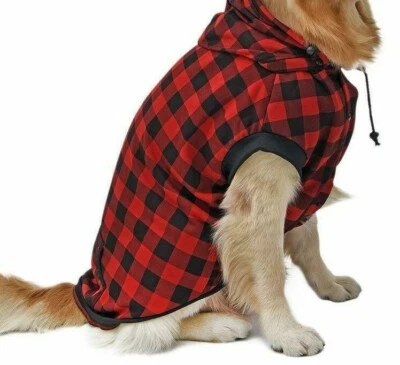 Pawz Road Shirt Vest Jacket Coat Hoodie Removable Hood Red Black Plaid Siz Large - Image 1 of 4