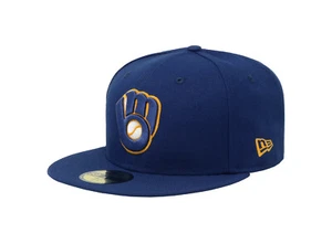 New Era 59Fifty Men Boys Hat Milwaukee Brewers Alternate Royal Blue Fitted Cap - Picture 1 of 5