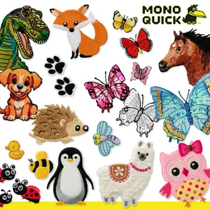 Mono-Quick Patches Aufbügler Applikationen Flicken Aufnäher Tiere Kindermotive - Picture 1 of 29