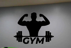 Home Gym Wandtattoo Workout Fitness Wandaufkleber Dekor Männerhöhle Wandbild Garage - Bild 1 von 4