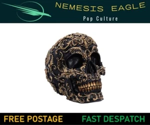CALAVERA RENACENTISTA 19 cm ORNAMENTO GÓTICO NEGRO Y DORADO FIGURA NÉMESIS AHORA NUEVO EN CAJA - Imagen 1 de 5