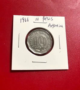 1966 10 PESOS ARGENTINA COIN - NICE WORLD COIN !!! - Picture 1 of 2