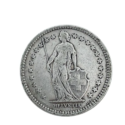 1908 B Switzerland 2 Francs 0.835 Silver Coin -Rare - Only 200K Minted KM #21 - Image 1 of 4