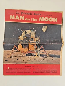 THE PHILADELPHIA INQUIRER MAN ON THE MOON DOMINGO 20 JULIO 1969 ARTÍCULO ORIGINAL - Imagen 1 de 5