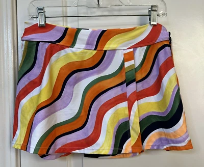 Anne Cole Swim Skirt Women Sz L Paneled Side-Slit Multi Beach Boho 70s Groovy - Image 1 of 4