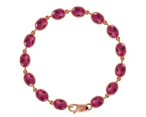 9ct Oro Rosa Natural Topacio Rosa 21.00ct Ovalado Gema Tenis Brazalete Británico - Imagen 1 de 5