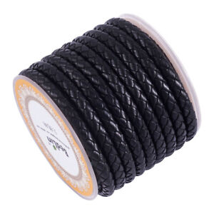 1 roll Round Folded Bolo PU Braided Leather Cord Strip for Necklace Bracelet