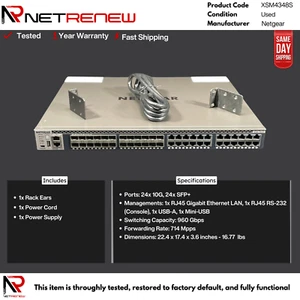 Przełącznik Netgear XSM4348S M4300-48X 48-portowy 10G SFP + zarządzany układany w stosy - Zdjęcie 1 z 1