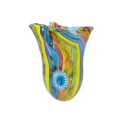 Buntes Glasvase Murano Stil Höhe 33 Cm Künstlerische Verarbeitung - Bild 1 von 4