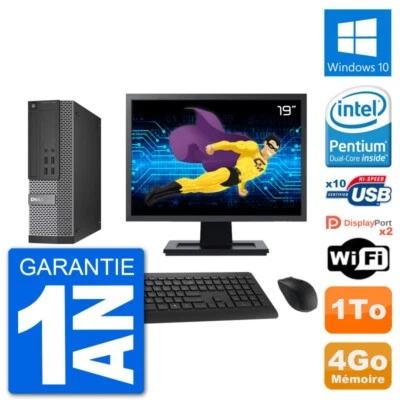 PC DELL 7020 SFF Screen 19 " Intel G3220 RAM 4Go Hard Drive 1To Windows 10 Wifi - Image 1 of 3