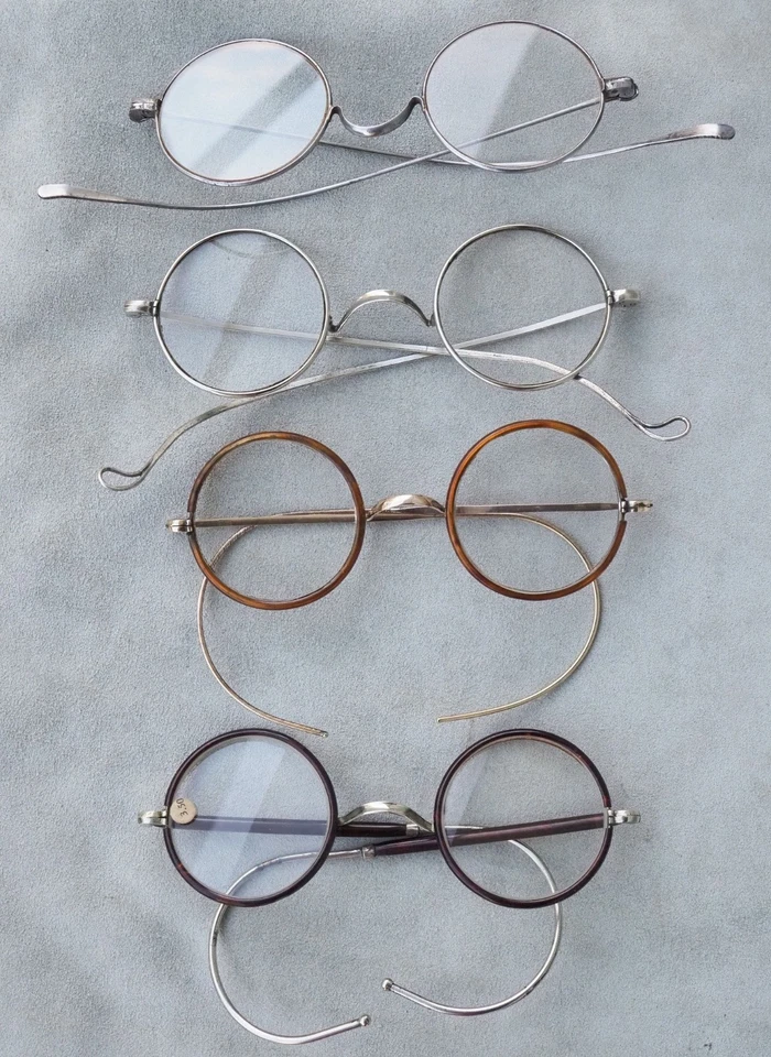 Lot paires de lunettes  anciennes 1920-1930 vintage antique 4 pairs of glasses - Photo 1/4
