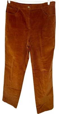 St John Marie Gray Pants Size 16 35" inseam Corduroy Cord Burnt Orange Pockets - Image 1 of 4