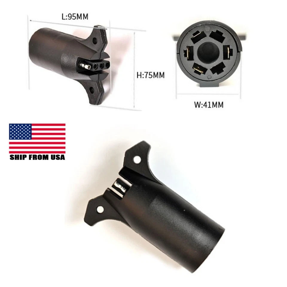 Coche RV 7 vías redondo a 4 pines remolque plano adaptador de luz enchufe conector barco Foto 1 de 4