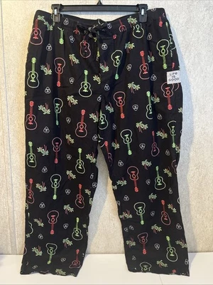Pantalones de pijama Life Is Good bolsillos para guitarra 100 % algodón negro rojo verde para hombre XXL Foto 1 de 4