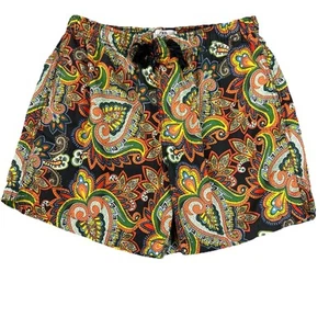 ZARA Elastic Waist Mom Shorts Mesh Lined Paisley Casual Womens Medium Beach - Picture 1 of 14