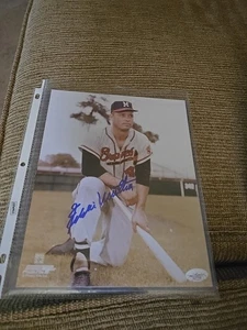 Eddie Mathews Milwaukee Braves Hofer Autographed 8x10 Photo Jsa Cert(dec.2001) - Picture 1 of 4