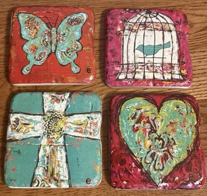 4er Set Little E Studio Handgefertigte Keramik Untersetzer  - Bild 1 von 5