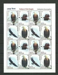 Bangladesh 2018 Francobollo Foglio Uccelli Di Rapace, Pesce Aquila .mnh - Foto 1 di 1