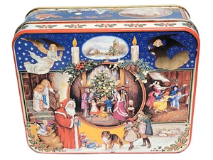 Christmas Tin 8 1/4" x 7" x 3" Made In Switzerland - Empty - Picture 1 of 8
