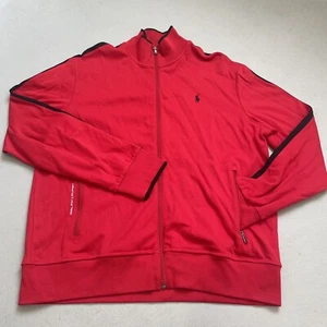 POLO RALPH LAUREN Track Jacket Men's XL Red Full Zip Athleticwear Cotton - Picture 1 of 8