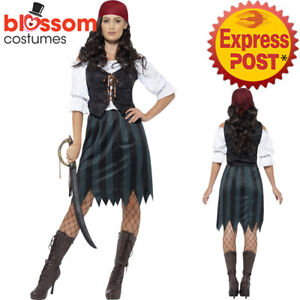 CA280 Ladies Deckhand Pirate Costume Caribbean Buccaneer Fancy Dress Up Outfit