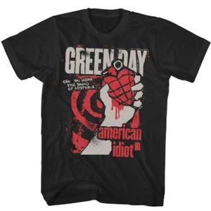 Green Day American Idiot Hysteria T Shirt Mens Rock Music Classic Band Tee Black - Picture 1 of 3