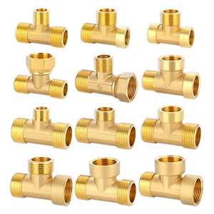 Camiseta de latón pieza en T de 3 vías macho hembra hilo conector de tubería de 1/8"" a 2"" BSP - Imagen 1 de 64