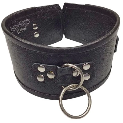 Gargantilla ancha cierre hebilla tachonado anillo tórico cuello postura cuero curvado L9994 Foto 1 de 4