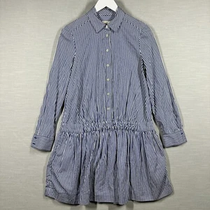 Kate Spade Dress Womens 0 Blue White Striped Button Pleated Classic Chic Preppy - Picture 1 of 17