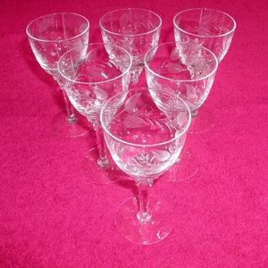 {6er SET} Tiffin Kristall (Rhodora Stiel #17507) 5 3/8" WEINGLÄSER Exc - Bild 1 von 4