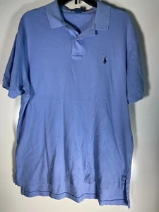 Polo Ralph Lauren Mens Large Casual Collared Short Sleeve Shirt Vintage Blue - Picture 1 of 5