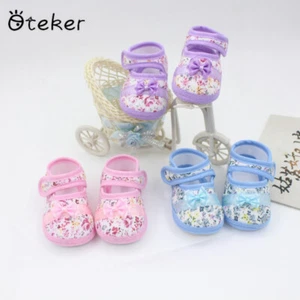 Toddler Newborn Soft Sole Infant Baby Girl Bowknot Floral Anti-slip Casual Shoes - Picture 1 of 11