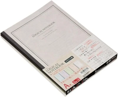 Set of 5 Notebooks Simple Classic Design Logical Study Home School NAKABAYASHI - Image 1 of 4