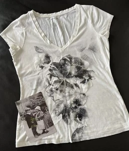 Camiseta vintage Express cuello en V Burn Out para mujer talla M diseño de flores 3D - Imagen 1 de 13