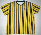 Urban Outfitters Yellow Striped Embroidered Mushroom S/S Tee T-Shirt Top Mens XL