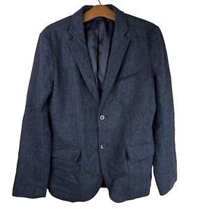 Gap Donegal Herrin Herringbone Tailored Blazer Jacket Wool Black Blue Men's XS