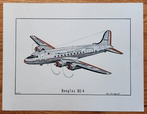 Impresión de avión American Airlines Douglas DC-4 8,5x11" Ron Sundquist 1970 - Imagen 1 de 1