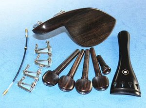 Natural ebony wood Viola accessories pegs chinrest endpin tuners tail gut - Picture 1 of 1