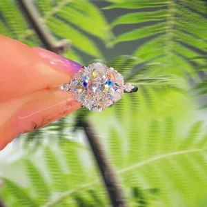 14k White Gold Ring 2.40 Ct IGI GIA Lab Grown Oval Cut Diamond Sizes 6 6.5 7 8 - Picture 1 of 8