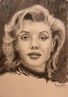 Schauspielerin Marilyn Original Kohlezeichenpapier 8x12 Handzeichnung von JSArt