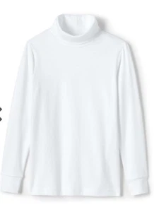 New Lands End 6/7 School Uniform Size Large White Cotton Kids Turtleneck Shirt - Picture 1 of 3