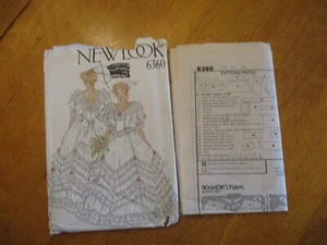 New Look 6360 ladies' sz 8-18 historical 1800's Bridal gown costume pattern - Picture 1 of 1
