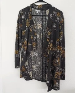 Maunces Women's Gray Floral Long Sleeve Open Face Cardigan Size Medium - Picture 1 of 7